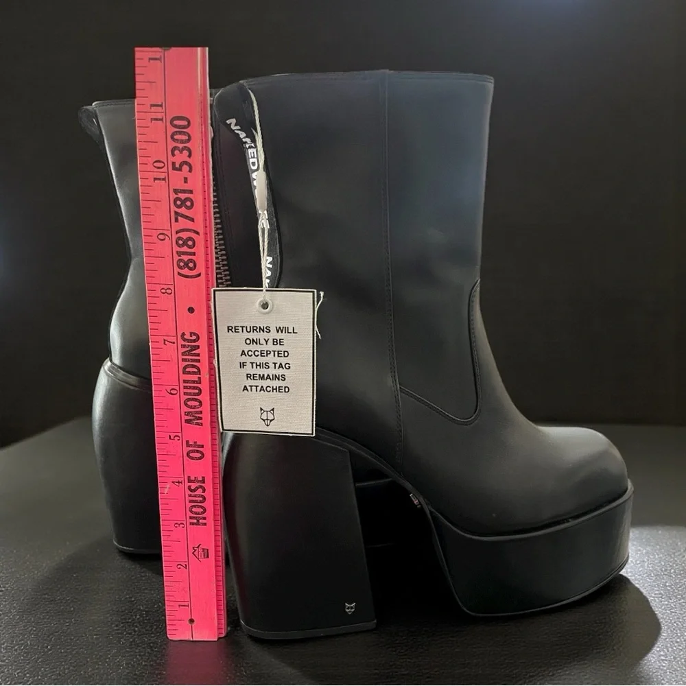 Naked Wolfe Jailbreaker Chunky AF Black Platform Ankle Boots size 9 - Picture 4 of 11